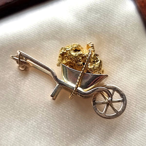 Antique Fine Gold Ore Wheelbarrow Charm side