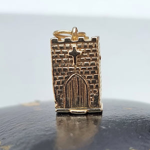 Vintage 9ct Gold Church Wedding Charm front view