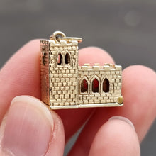Load image into Gallery viewer, Vintage 9ct Gold Church Wedding Charm in hand
