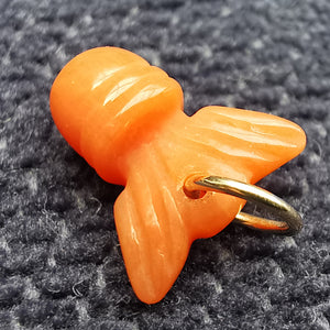 Antique 9ct Gold Coral Fish Tail Charm