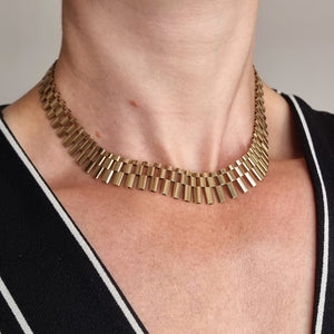 Vintage 9ct Gold Cleopatra Fringe Necklace, 35.0 grams modelled