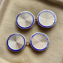 Load image into Gallery viewer, Vintage 9ct Gold Blue Enamel Cufflinks fronts
