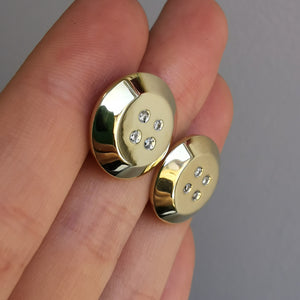 9ct Gold Diamond Button Cufflinks