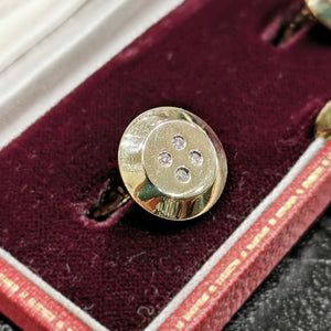 9ct Gold Diamond Button Cufflinks