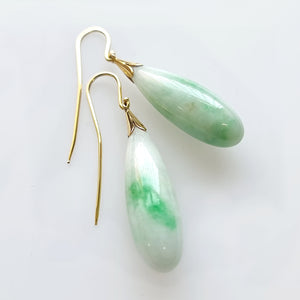 Vintage 18ct Gold Jade Drop Earrings side