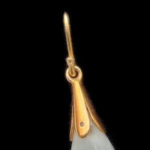 Vintage 18ct Gold Jade Drop Earrings fittings