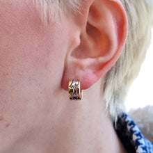 Load image into Gallery viewer, Georg Jensen 18ct Gold &quot;Fusion&quot; Hoop Earrings modelled in ear
