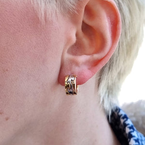 Georg Jensen 18ct Gold "Fusion" Hoop Earrings modelled in ear