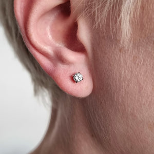 18ct White Gold Brilliant Cut Diamond Stud Earrings, 0.53ct modelled