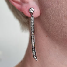 Load image into Gallery viewer, 9ct White Gold Diamond Long Drop Earrings, 1.00ct modelled
