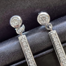 Load image into Gallery viewer, 9ct White Gold Diamond Long Drop Earrings, 1.00ct close-up

