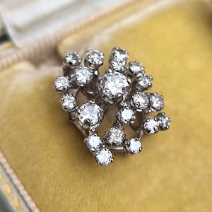 Vintage 18ct Gold Diamond Cluster Stud Earrings, 2.00ct close-up