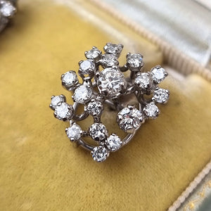 Vintage 18ct Gold Diamond Cluster Stud Earrings, 2.00ct close-up