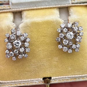 Vintage 18ct Gold Diamond Cluster Stud Earrings, 2.00ct in box
