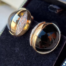 Load image into Gallery viewer, Vintage 14ct Gold Onyx &amp; Diamond Earrings, 0.44ct in box
