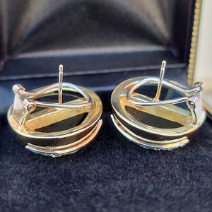Vintage 14ct Gold Onyx & Diamond Earrings, 0.44ct backs
