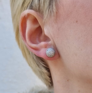 18ct White Gold Diamond Domed Cluster Stud Earrings, 1.00ct modelled in ear