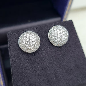 18ct White Gold Diamond Domed Cluster Stud Earrings, 1.00ct in box