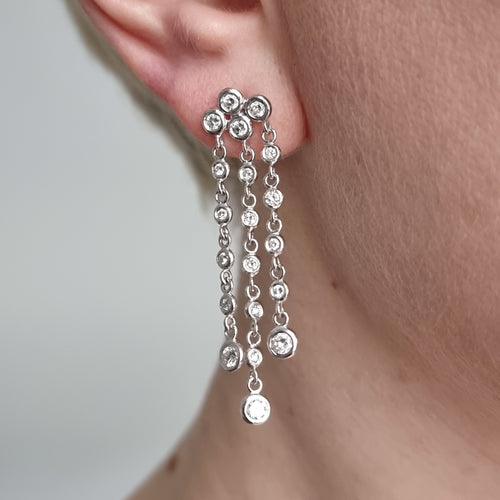 18ct White Gold Diamond Tassel Drop Earrings, 1.56ct modelled