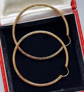 Vintage 18ct Gold Large Hoop Earrings in box