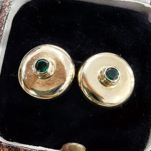 Load image into Gallery viewer, Vintage 9ct Gold Emerald Button Stud Earrings
