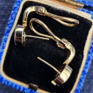 Vintage 9ct Gold Lapis Lazuli Latch Back Earrings side view