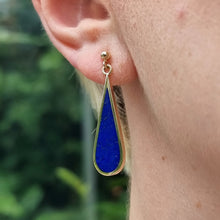 Load image into Gallery viewer, Vintage 9ct Gold Lapis Drop Earrings
