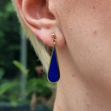 Load image into Gallery viewer, Vintage 9ct Gold Lapis Drop Earrings
