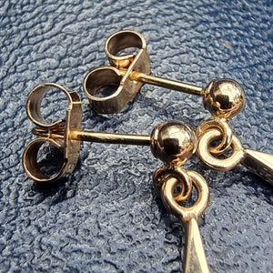 Vintage 9ct Gold Lapis Drop Earrings