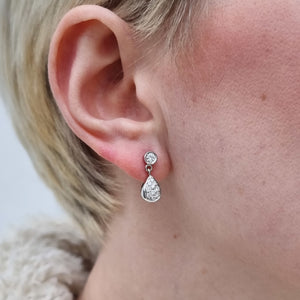 18ct White Gold Diamond Pear Drop Stud Earrings, 0.55ct modelled