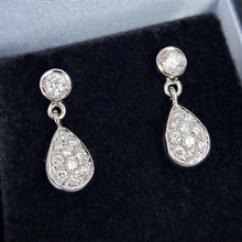 Load image into Gallery viewer, 18ct White Gold Diamond Pear Drop Stud Earrings, 0.55ct in box
