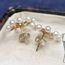 Load image into Gallery viewer, Vintage 9ct Gold Pearl Sunburst Stud Earrings backs
