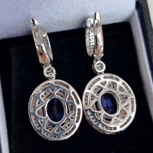 Load image into Gallery viewer, 18ct White Gold Tanzanite and Diamond Cluster Drop Earrings backs
