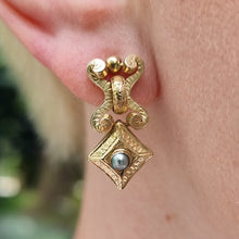 Load image into Gallery viewer, Victorian 9ct Gold Pearl Drop Earrings
