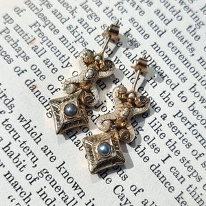 Victorian 9ct Gold Pearl Drop Earrings