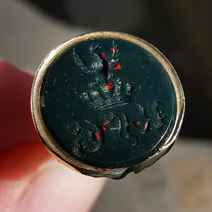 Antique 15ct Gold Bloodstone Fob Seal | Initials "RFG"