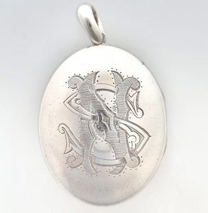 Victorian Silver Monogram Locket, Initials NS