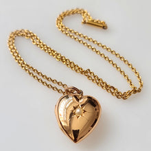 Load image into Gallery viewer, Antique 15ct Gold Pearl Heart Locket with Chain front
