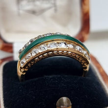 Load image into Gallery viewer, Antique 18ct Gold Enamel and Diamond 1.60ct Ring in box
