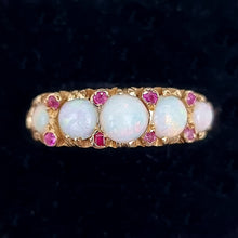 Load image into Gallery viewer, Vintage 18ct Gold Opal &amp; Ruby Ring in box

