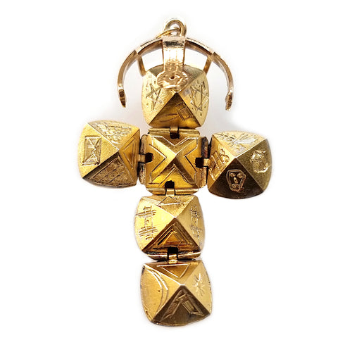 9ct Gold & Silver Masonic Ball Charm Pendant open