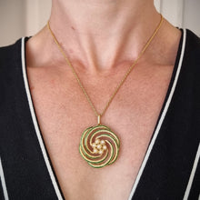 Load image into Gallery viewer, Vintage 18ct Gold Enamel &amp; Pearl Pendant Necklace modelled
