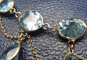 Antique 9ct Gold Blue Zircon Necklace