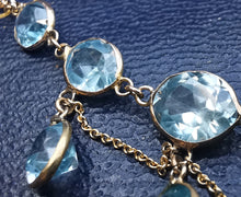 Load image into Gallery viewer, Antique 9ct Gold Blue Zircon Necklace
