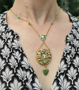 Vintage Silver Gilt Diamond, Pearl & Enamel Floral Necklace