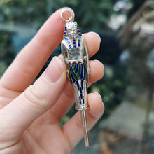 Load image into Gallery viewer, Art Deco Silver &amp; Enamel Egyptian Revival Mechanical Pencil

