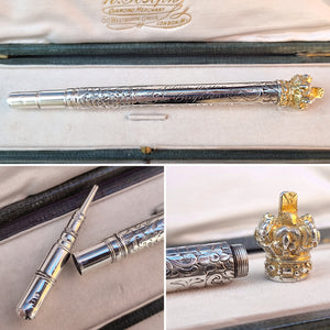 Victorian Sterling Silver Propelling Pencil by Sampson Mordan, Hallmarked 1848 collage
