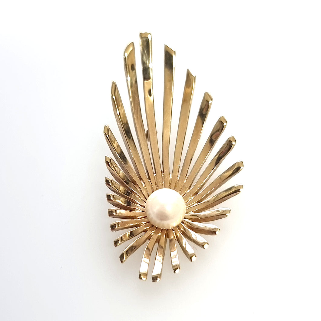 Vintage 9ct Gold Pearl Pendant, Hallmarked 1972 front