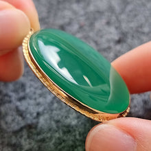Load image into Gallery viewer, Large Vintage 9ct Gold Chalcedony Agate Pendant in hand
