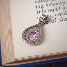 Load image into Gallery viewer, Vintage 18ct White Gold Pink Sapphire &amp; Diamond Pendant back
